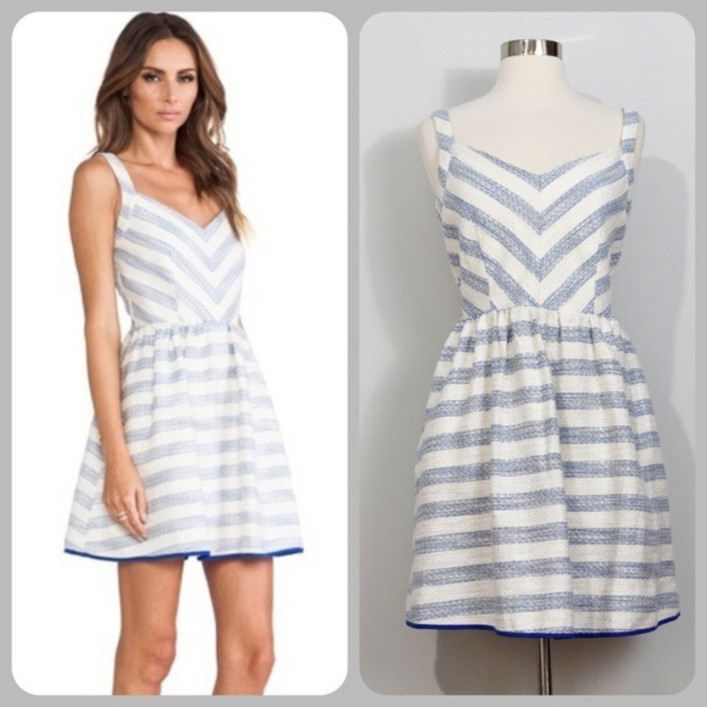 Line & Dot Navy/White Striped Mini Dress